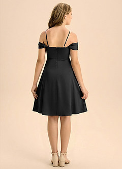 Azazie Anselie Junior A-Line Plisseret Stræk satin Mini Junior brudepige Kjole image2