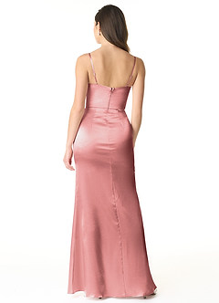 Azazie Sukia Bridesmaid Dresses Rosette Mermaid Pleated Metallic Satin Dress image2