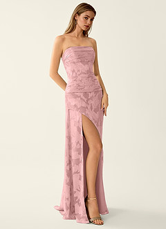 Arabella Grace Coral Pink Jacquard Corset Sparkly Prom Dress image3