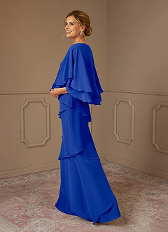 Azazie OHara Mother of the Bride Dresses Royal Blue A-Line V-Neck Chiffon Dress image2