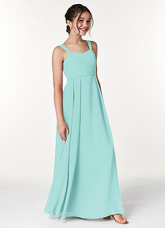 Azazie Simoan Junior Aqua A-Line Sweetheart Neckline Chiffon Dress image3