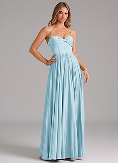 Azazie Tyla Bridesmaid Dresses Sky Blue A-Line Sweetheart Neckline Stretch Satin Dress image3