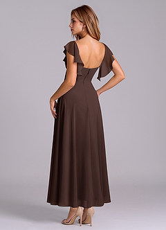 Azazie Leilani Brautjungfernkleider A-Linie Gestreift Chiffon Kleid Ganache image5