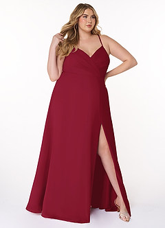 Azazie Everleigh Bridesmaid Dresses Burgundy A-Line Sweetheart Pleated Chiffon Dress image10