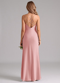 Azazie Suttona Brudtärnklänningar Klä av A-Linje i Stretch Satin Plisserad Puderrosa image3