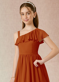 Azazie Mango Junior Paprika A-Line Ruched Chiffon Dress image4