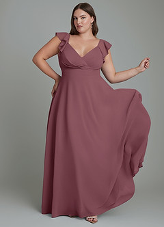 Azazie Leilani Bridesmaid Dresses Sangria A-Line Pleated Chiffon Dress image8