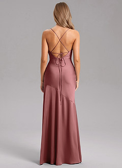 Azazie Grata Bridesmaid Dresses Amethyst Sheath Side Slit Stretch Satin Dress image2