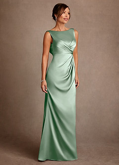 Azazie Baltimore Mother of the Bride Dresses Agave A-Line Pleated Stretch Satin Dress image4