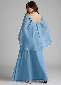 Azazie Cienna Bridesmaid Dresses Steel Blue A-Line Off the Shoulder Chiffon Dress image8