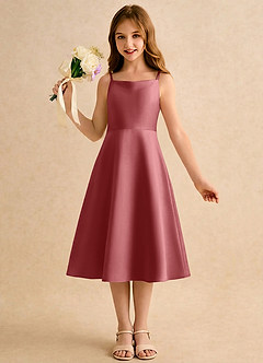 Azazie Jaella Girls Formal Flower Girl Klänningar Klä A-Line i Matt satäng Plisserad image4