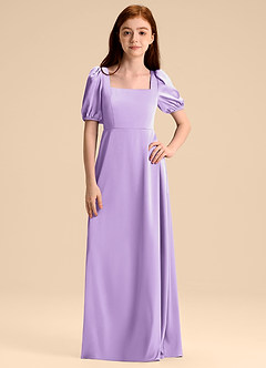 Azazie Briar Junior Lilac A-Line Bow Stretch Satin Dress image6