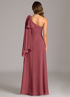 Azazie Tella Bridesmaid Dresses Merlot A-Line One Shoulder Chiffon Dress image7