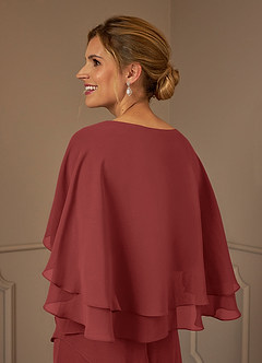 Azazie OHara Mère de la mariée Robes Robe Trapèze en Mousseline de soie Col V Terracotta image12