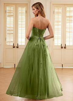 Pipery Green Corset Glitter-Tulle Ruffles Prom Dress image2