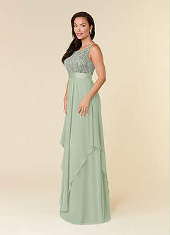 Azazie Xella vestidos de madre de la novia Vestido de Salvia Polvorienta de Gasa de Corte En A con Encaje image7