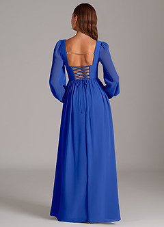 Azazie Maree Bridesmaid Dresses Royal Blue A-Line Corset Chiffon Dress image6