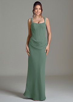 Azazie Niamh Bridesmaid Dresses Eucalyptus Mermaid Corset Chiffon Dress image3