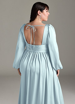 Azazie Norah Robes de demoiselle d'honneur Robe Trapèze en Satin extensible Brume image13