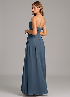 Azazie Lucienne Jurken voor bruidsmeisjes Converteerbaar Jurk van Chiffon met A-lijn Strapless Neptunus image2