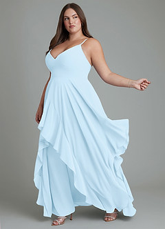 Azazie Zaina Bridesmaid Dresses Sky Blue A-Line Chiffon Dress image10