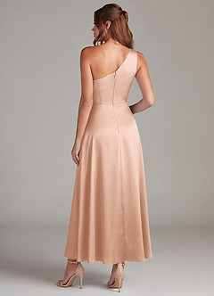 Azazie Brooke Suknie dla druhen Linia A Jedno ramię Satyna elastyczna Długość kostki Sukienka image7