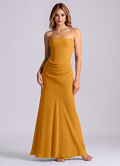 Azazie Debby Bridesmaid Dresses Butterscotch Mermaid Strapless Chiffon Dress image1