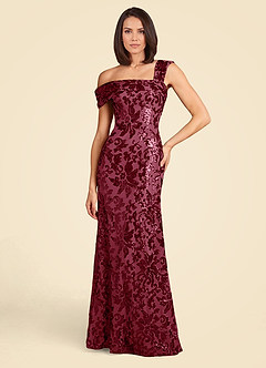 Azazie Odessia Mother of the Bride Dresses Burgundy A-Line Sequins Lace Dress image5