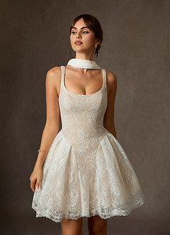 Azazie Dawn Robes de mariée Robe Trapèze en Dentelle Diamant Blanc Champagne image4