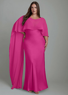 Azazie Stefania Robes de demoiselle d'honneur Robe Trapèze en Satin extensible Fuchsia image9