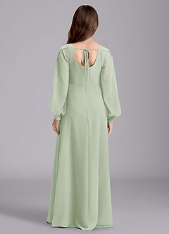 Azazie Bondi Junior Abito A-Line in Chiffon Blusa Verde Salvia image2