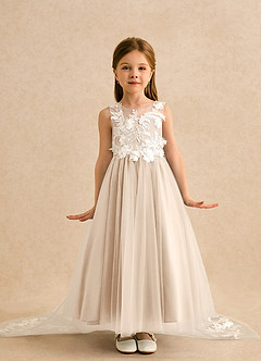 Azazie Mixie 플라워 걸 드레스 볼가운 레이스 발목 길이 드레스 image2