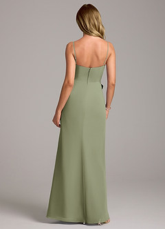 Azazie Tahlia Bridesmaid Dresses Pistachio A-Line with Belt Chiffon Dress image7