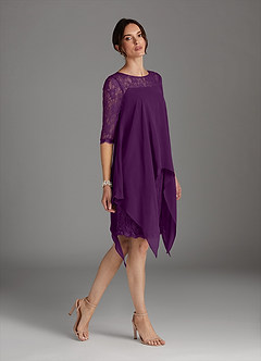 Azazie Flo Mother of the Bride Dresses Grape A-Line Lace Chiffon Dress image3