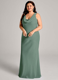Azazie Rylina Bridesmaid Dresses Eucalyptus Mermaid Pleated Chiffon Dress image9