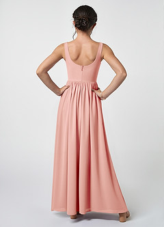 Azazie Keyla Junior A-Linie Plissee Chiffon Kleid Rosettenrosa image2