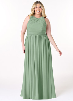 Azazie Harper Bridesmaid Dresses Matcha A-Line Pleated Chiffon Dress image6
