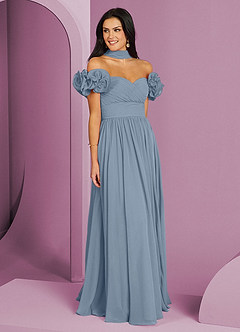 Barbie ♥ Azazie Bridesmaid Dresses Dusty Blue A-Line Off the Shoulder Chiffon Convertible Dress image3