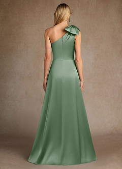Azazie Easton Mère de la mariée Robes Robe Trapèze en Satin extensible Une épaule Matcha image3
