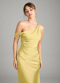 Azazie Madelyn Robes à essayer chez vous Robe Sirène Convertible en Satin extensible Asymétrique Agave image4