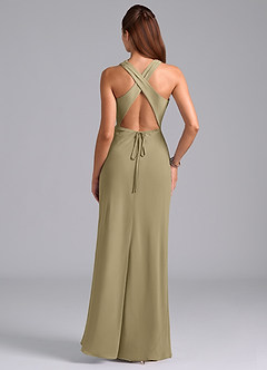 Azazie Evadne Bridesmaid Dresses Moss Green A-Line Pleated Chiffon Dress image7