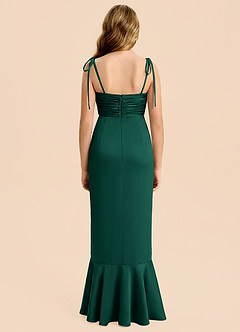 Azazie Ryan Junior Emerald Sheath Bow Stretch Satin Dress image2