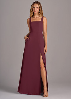 Azazie Debra Bridesmaid Dresses Cabernet A-Line with Pockets Chiffon Convertible Dress image5