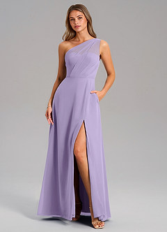 Azazie Phaedra Jurken voor bruidsmeisjes Jurk van Chiffon met A-Lijn One-Shoulder Lila image1