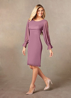 Azazie London Mother of the Bride Dresses Vintage Mauve Sheath Mesh Dress image5