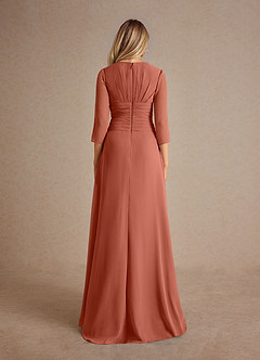 Azazie Mayfield Vestidos para mãe da noiva Vestido Argila de Chiffon de Linha A com Plissado image3