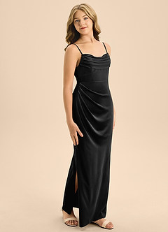 Azazie Mai Junior Black A-Line Sweetheart Neckline Velvet Dress image3