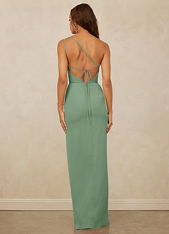Christian Siriano Bridal for Azazie 1003 Bridesmaid Dresses Matcha Sheath One Shoulder Chiffon Dress image2