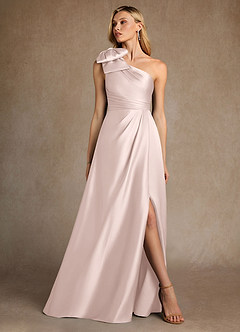 Azazie Easton Mother of the Bride Dresses Blushing Pink A-Line One Shoulder Stretch Satin Dress image4