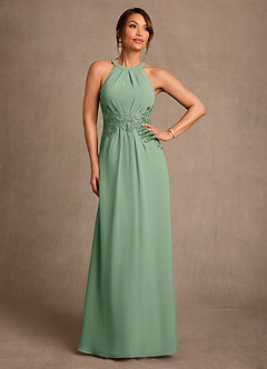 Azazie Georgie Mother of the Bride Dresses Matcha A-Line Lace Chiffon Dress image1
